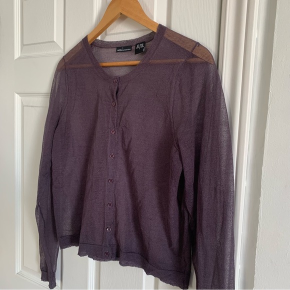 Moda International Purple Sheer Button Front Cardigan - Picture 6 of 13